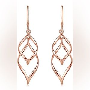 14k gold plated earrings Double Marquise Drop/Rose Gold